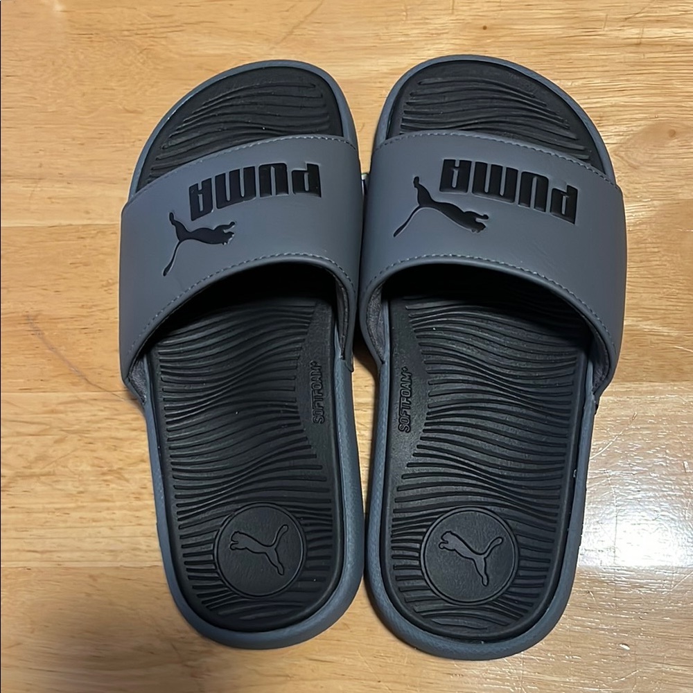 Brand New Puma Unisex Kids Grey Slide Sandals